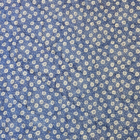 Vintage 70s Dresden Plate Wheel Quilt Blue Floral Backing 70 X 80" Blue Yellow - Picture 8 of 8